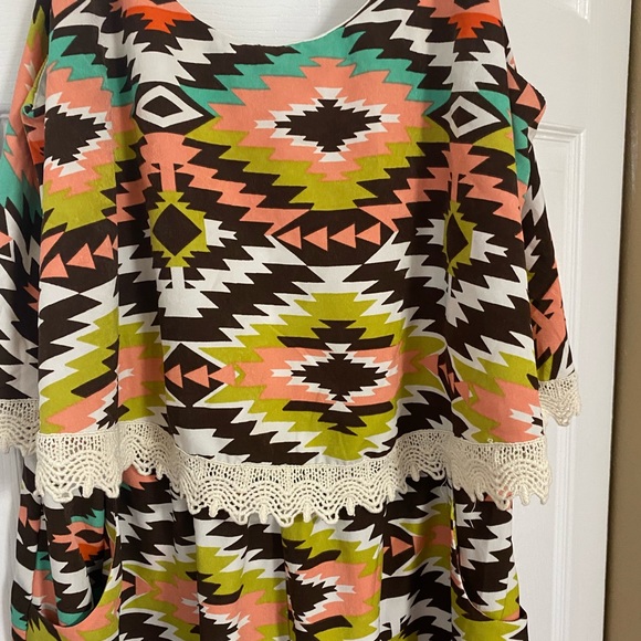 Bright tribal and lace fall outfit romper - Picture 3 of 3